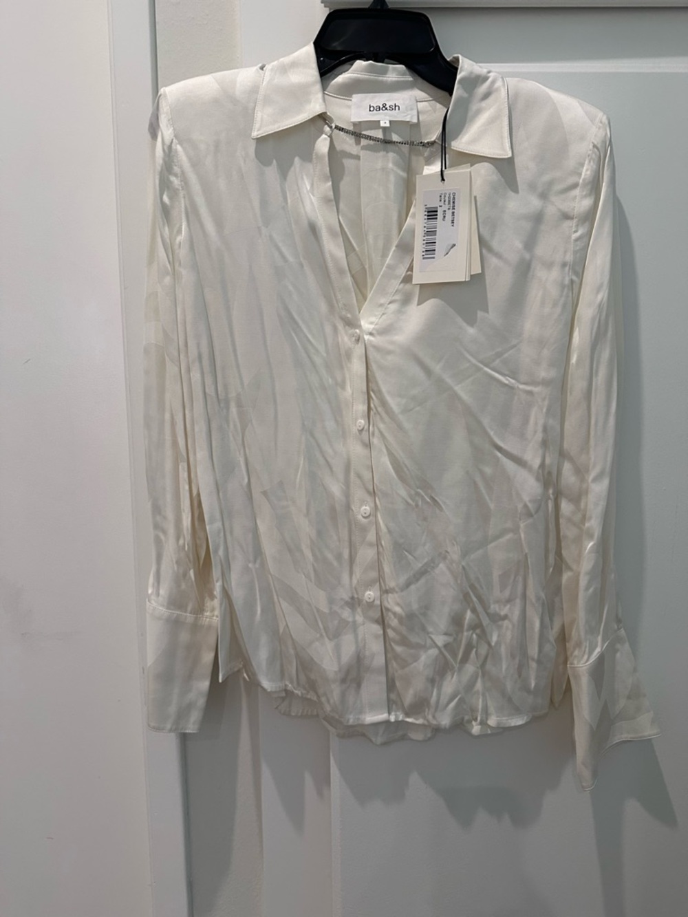 NWT ba&sh Chemise Betsy - cream button down w/ crystal collar chain - Medium - Picture 8 of 12